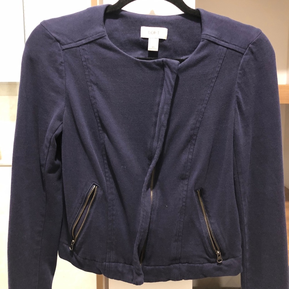 LOFT XS blue sweater jacket